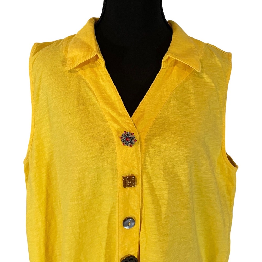 Soft Surroundings Danielle Button Yellow Sleevele… - image 2